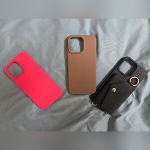 IPHONE 15 PRO MAX - Shein Case BundleStylish Phone Case Set - Pink, Brown, Black